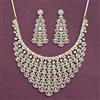Cz Classic Necklace Set With Mehndi 2 Tone Rhodium Plating