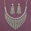 Cz Classic Necklace Set With Mehndi 2 Tone Rhodium Plating