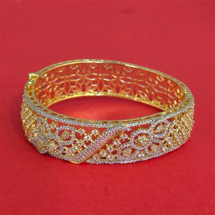 Cz Openable Kada With 2 Tone Rhodium Plating