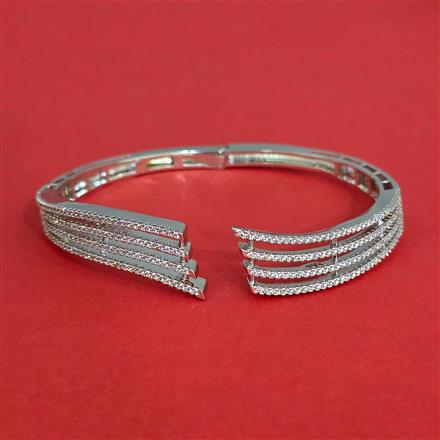 Cz Openable Kada With Mehndi 2 Tone Rhodium Plating