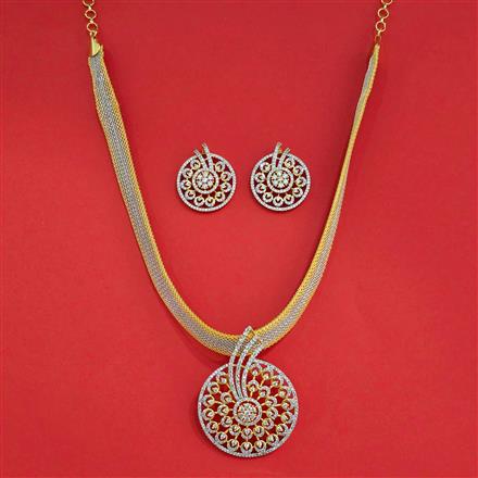 Cz Classic Pendant Set With 2 Tone Rhodium Plating