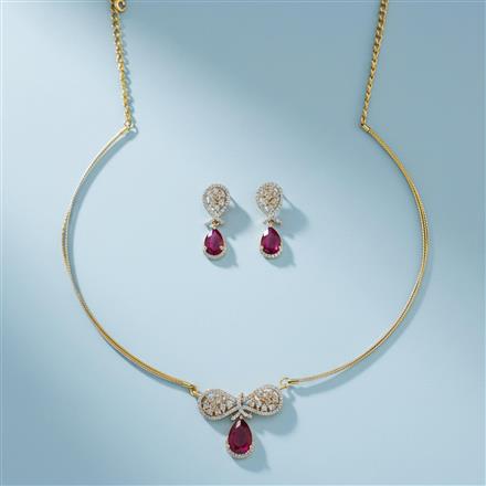 Cz Classic Pendant Set With 2 Tone Plating