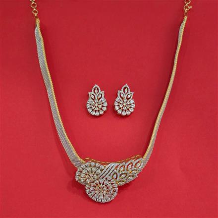 Cz Classic Pendant Set With 2 Tone Rhodium Plating