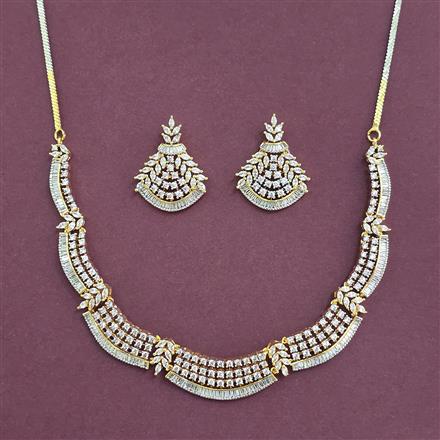Cz Classic Necklace Set With Carat 2 Tone Rhodium Plating