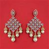 Cz Classic Earring With Mehndi 2 Tone Rhodium Plating