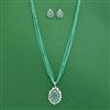 Cz Pearl Pendant Set With Rhodium Plating