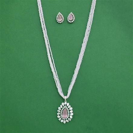 Cz Pearl Pendant Set With Rhodium Plating