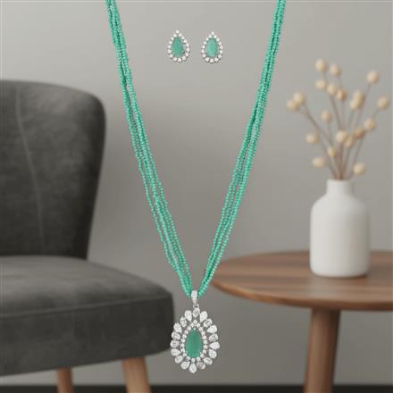 Cz Pearl Pendant Set With Rhodium Plating