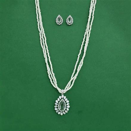 Cz Pearl Pendant Set With Rhodium Plating