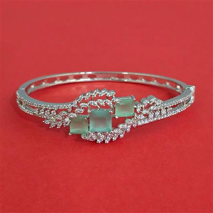 Cz Openable Kada With Rhodium Plating