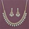 Cz Classic Necklace Set With Mehndi 2 Tone Rhodium Plating