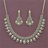 Cz Classic Necklace Set With Mehndi 2 Tone Rhodium Plating