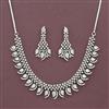 Cz Classic Necklace Set With Mehndi 2 Tone Rhodium Plating