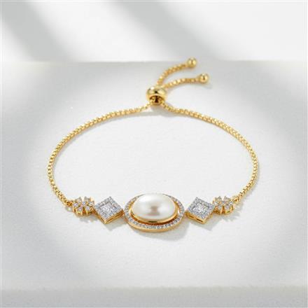 Cz Adjustable Bracelet With 2 Tone Rhodium Plating