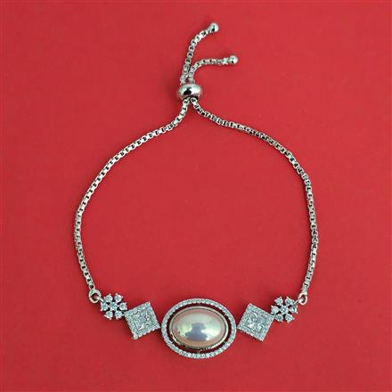 Cz Adjustable Bracelet With 2 Tone Rhodium Plating