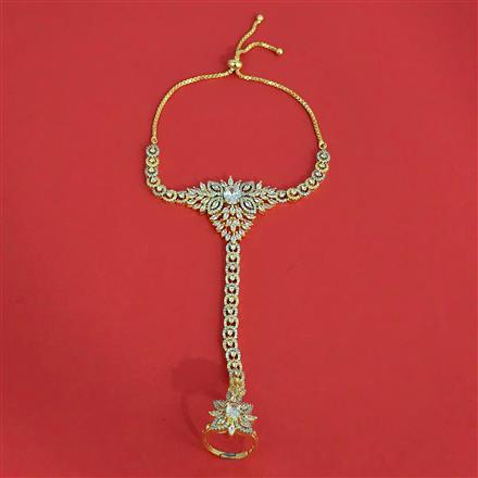 Cz Classic Hath Pan With Mehndi 2 Tone Rhodium Plating