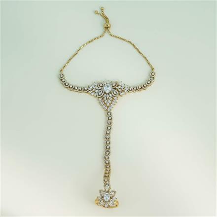 Cz Classic Hath Pan With Mehndi 2 Tone Rhodium Plating