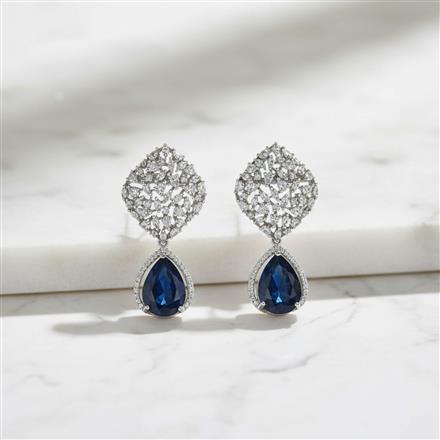 Cz Classic Earring With Rhodium Plating