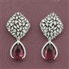 Cz Classic Earring With Rhodium Plating