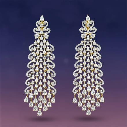 Cz Classic Earring With 2 Tone Rhodium Plating