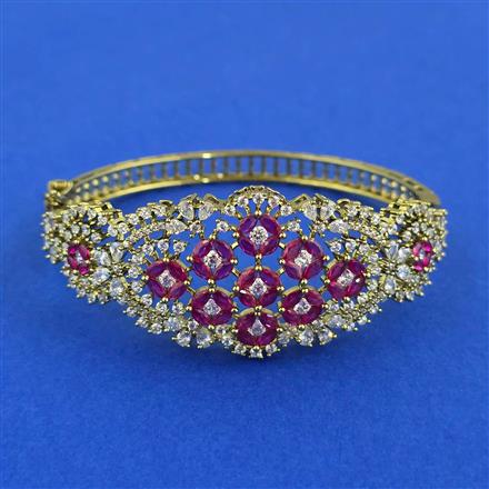 Cubic Zirconia Openable Kada With Mehndi Plating