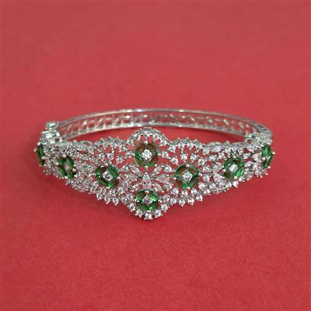 Cz Openable Kada With Rhodium Plating