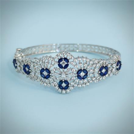 Cz Openable Kada With Rhodium Plating