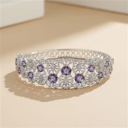 Cubic Zirconia Openable Kada With Rhodium Plating