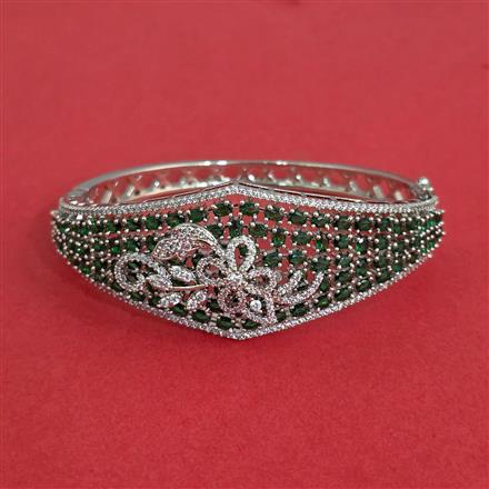 Cz Openable Kada With Rhodium Plating