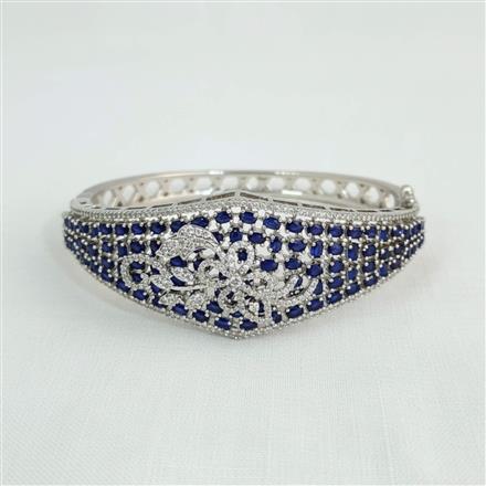 Cz Openable Kada With Rhodium Plating