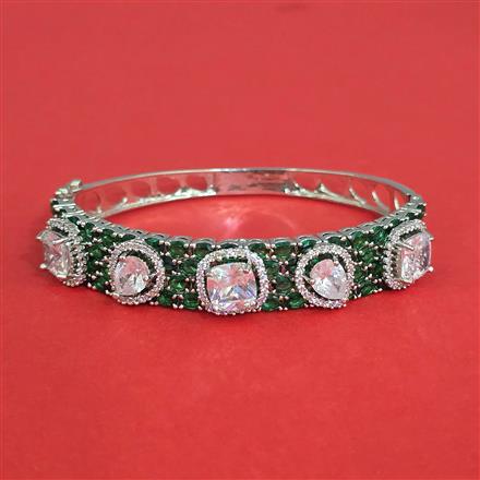 Cz Openable Kada With Rhodium Plating