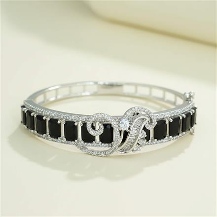 Cz Openable Kada With Rhodium Plating