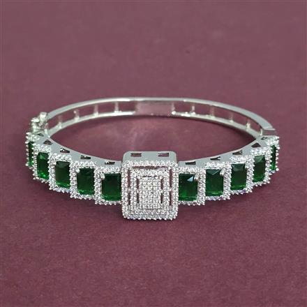 Cz Openable Kada With Rhodium Plating