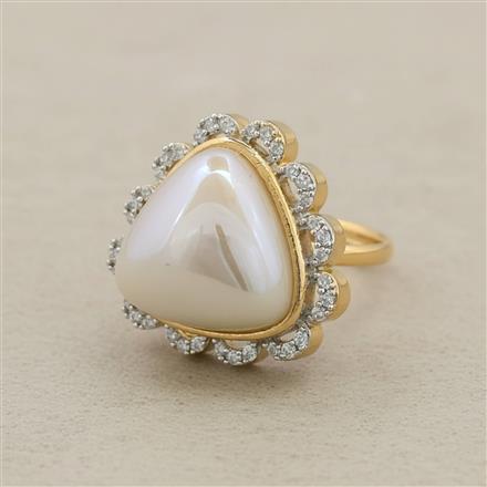 Cz Adjustable Ring With Rhodium 2 Tone Plating