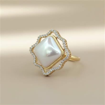 Cz Adjustable Ring With 2 Tone Rhodium Plating