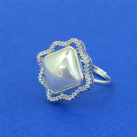 Cz Adjustable Ring With 2 Tone Rhodium Plating