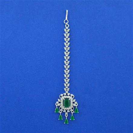 Cubic Zirconia Classic Tikka With Rhodium Plating