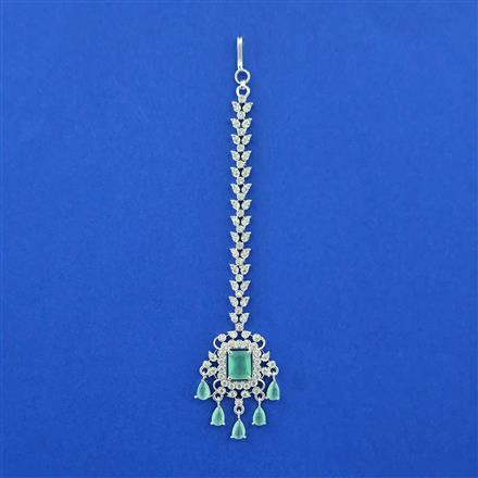 Cubic Zirconia Classic Tikka With Rhodium Plating