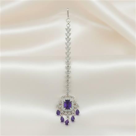 Cubic Zirconia Classic Tikka With Rhodium Plating