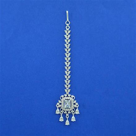 Cubic Zirconia Classic Tikka With Rhodium Plating