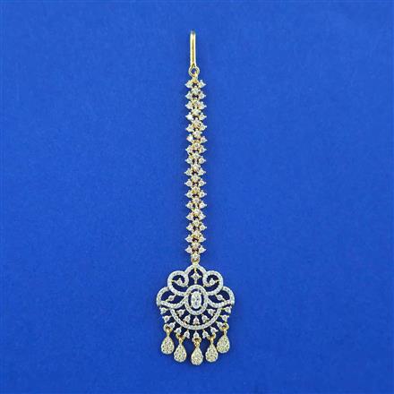 Cubic Zirconia Classic Tikka With Mehndi 2 Tone Rhodium Plating