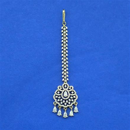 Cz Classic Tikka With Mehndi 2 Tone Rhodium Plating