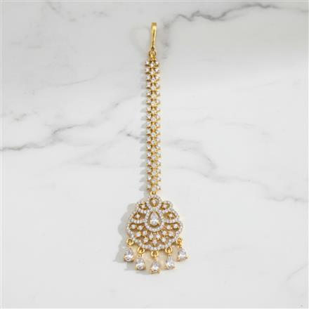 Cz Classic Tikka With Mehndi 2 Tone Rhodium Plating