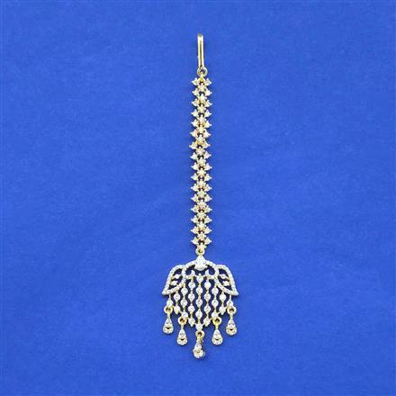 Cz Classic Tikka With Mehndi 2 Tone Rhodium Plating