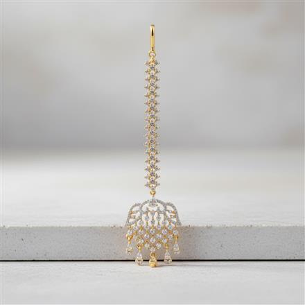 Cz Classic Tikka With Mehndi 2 Tone Rhodium Plating