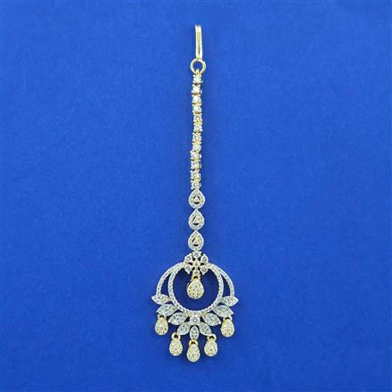 Cubic Zirconia Classic Tikka With Mehndi 2 Tone Rhodium Plating