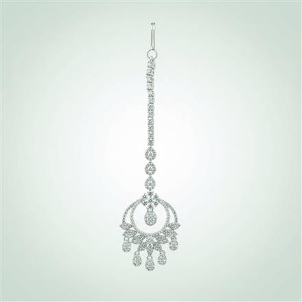 Cubic Zirconia Classic Tikka With Mehndi 2 Tone Rhodium Plating