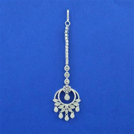 Cubic Zirconia Classic Tikka With Mehndi 2 Tone Rhodium Plating