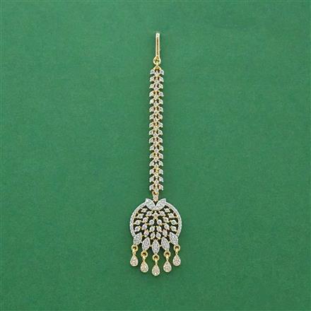 Cz Classic Tikka With Mehndi 2 Tone Rhodium Plating