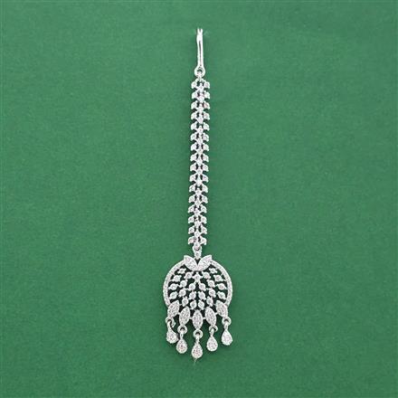 Cz Classic Tikka With Mehndi 2 Tone Rhodium Plating